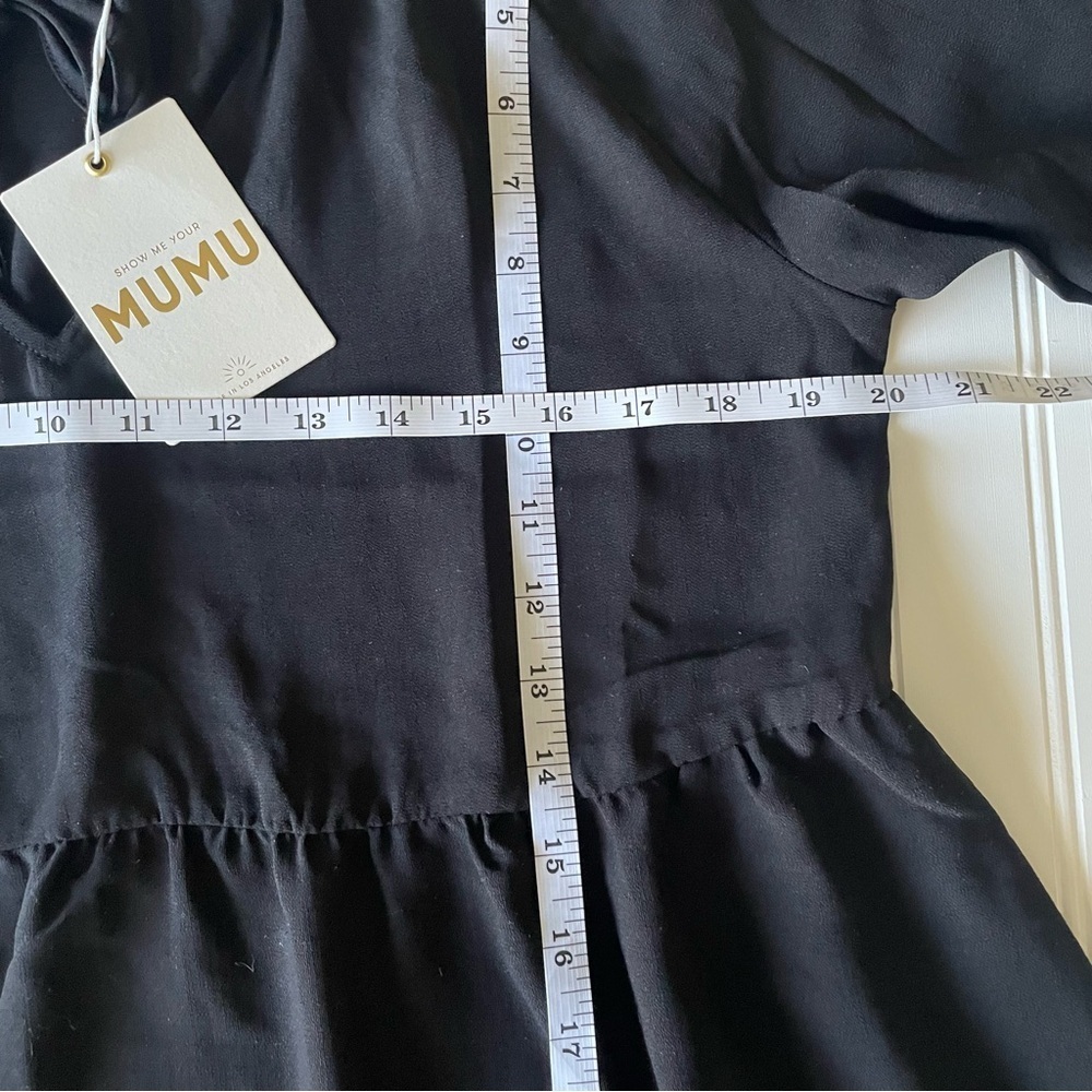 NWT Show Me Your Mumu Viola Tiered Mini Dress Women's XS Black Draped Flowy Boho - Picture 12 of 15